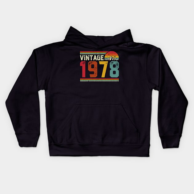 Vintage 1978 Birthday Gift Retro Style Kids Hoodie by Foatui